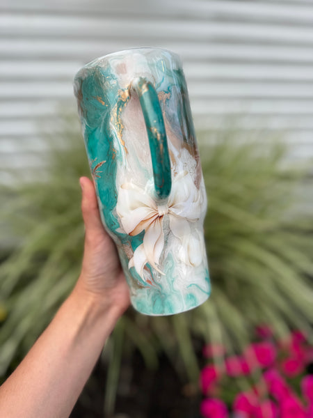 Marble Teal with Horse 32oz Tumbler RTS *needs 1 more coat*