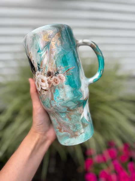 Marble Teal with Horse 32oz Tumbler RTS *needs 1 more coat*