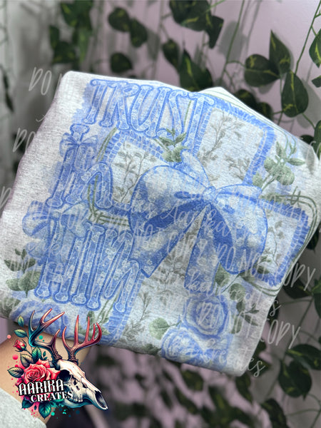 Trust In Him Blue Floral T-Shirt