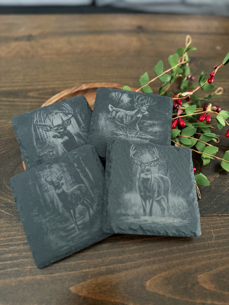 Whitetail Deer Slate Coasters