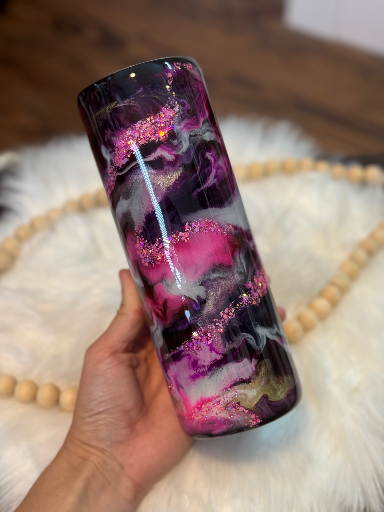 Pink and Black Swirl 20oz Tumbler RTS