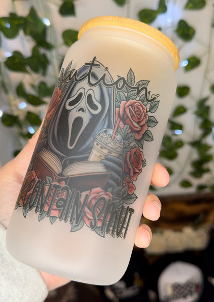 May Contain Smut Ghostface Glass Can Tumbler