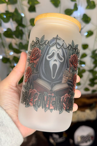 May Contain Smut Ghostface Glass Can Tumbler