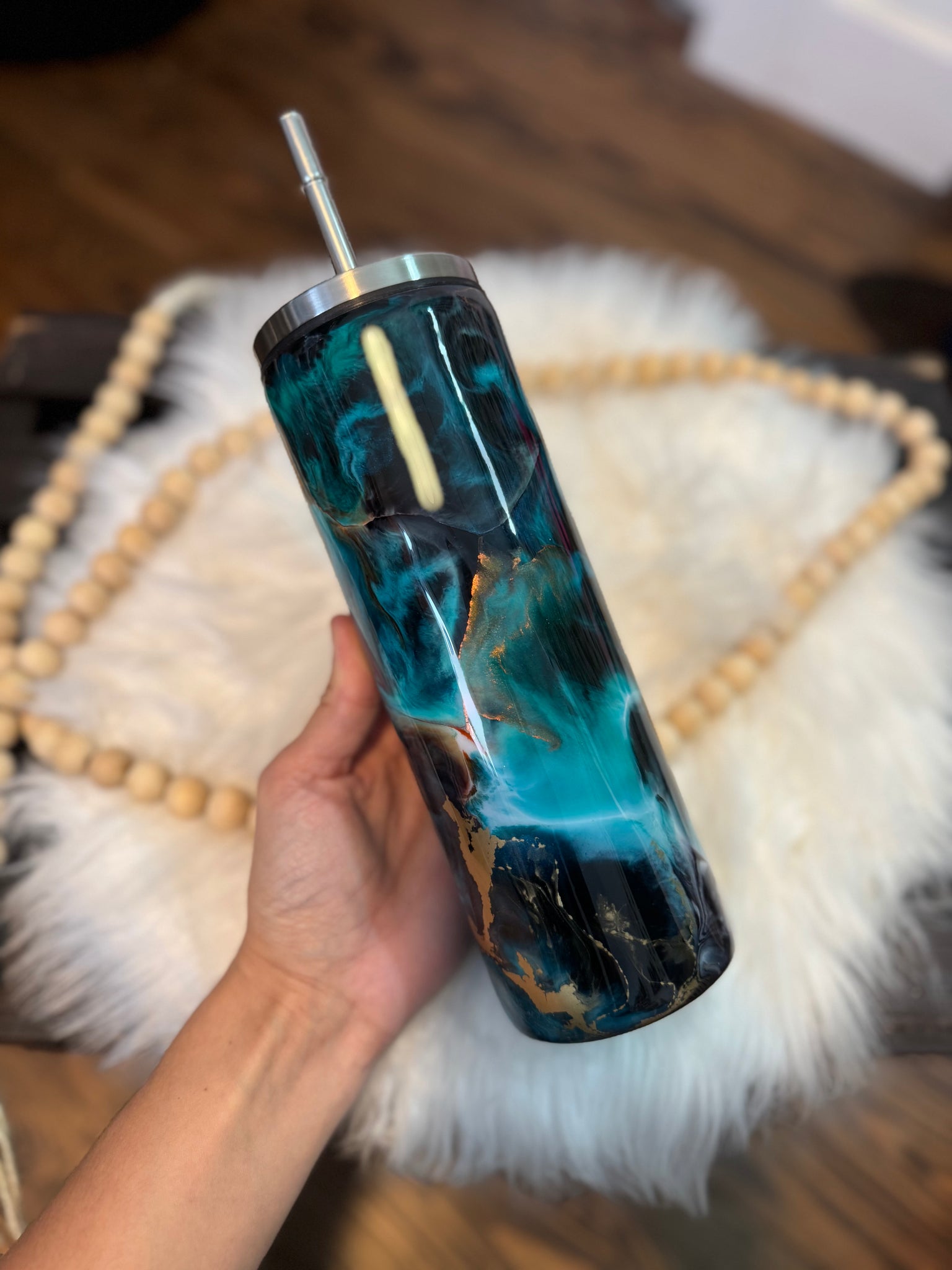 Teal Swirl 20oz Skinny Tumbler RTS