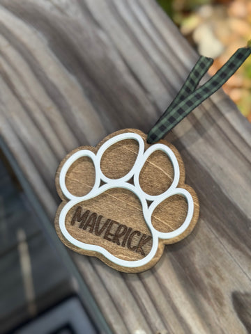 Paw Print Wood Ornament