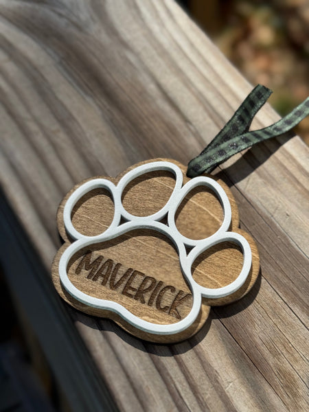 Paw Print Wood Ornament