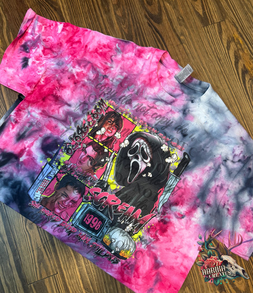 Pink & Black Scream Dyed T-Shirt