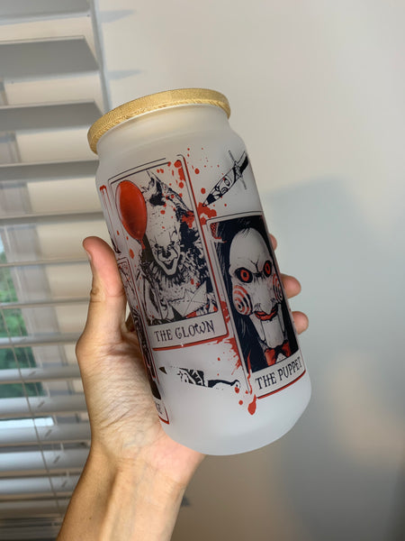 Horror Cards Glass Can Tumbler