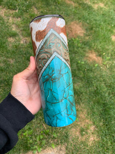 Cowhide Turquoise Tumbler